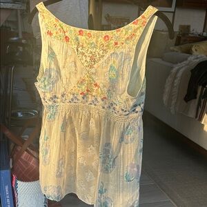 Free People Floral Embroidered Sleeveless Blouse